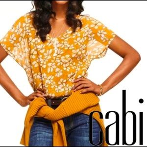 Cabi Thrive Floral Top Butterscotch Yellow #3598, Size M